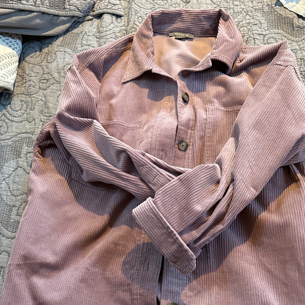 Pink Corduroy Button-Up Shirt